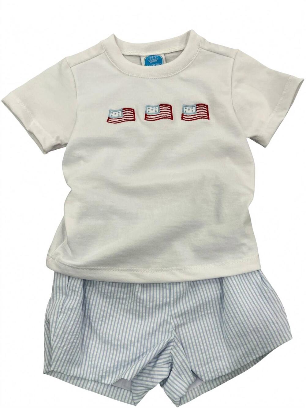 NEW KREWE kids tyler american flag short set in white